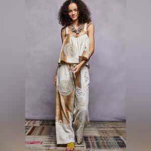 POL Patchwork Ombré Tan Pant Top Set